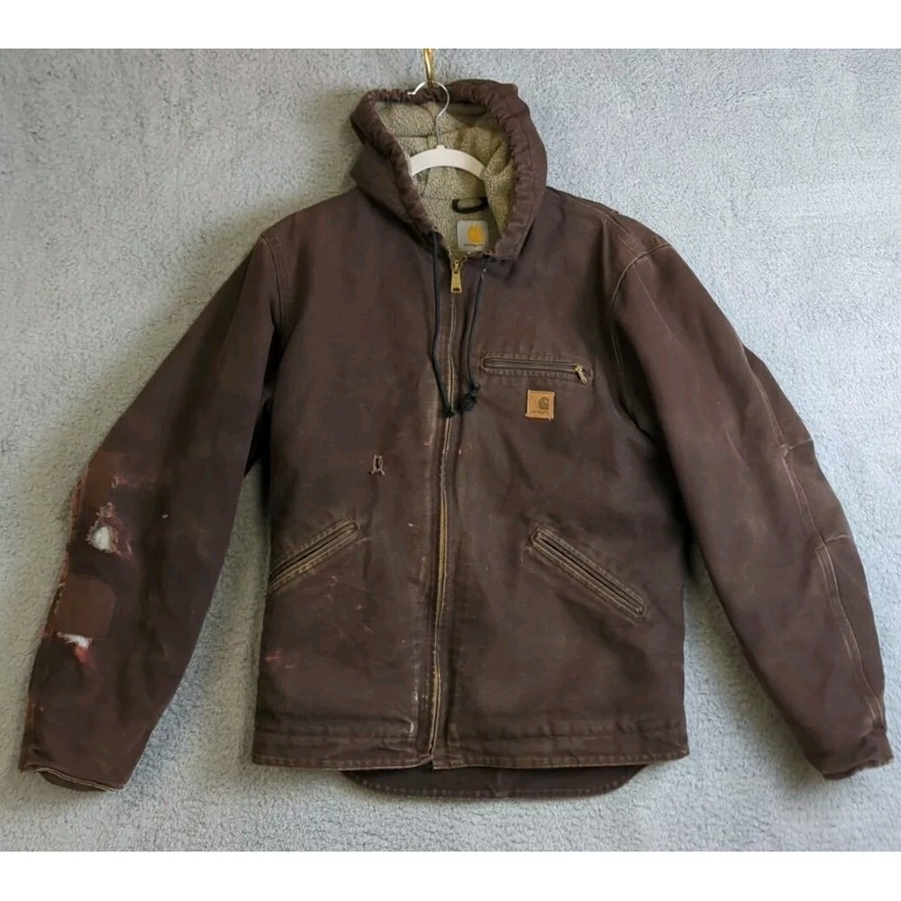 Carhartt Jacket Mens Medium Sierra Sherpa Lined J141 DKB Dark Brown Zip Coat